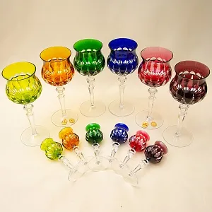 Набор Бокалы + Рюмки из Цветного Хрусталя «МЕРИЛИН», NACHTMANN Германия, 60 -е годы ХХ века.