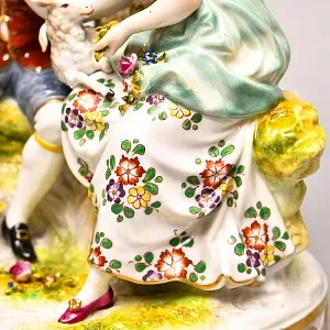 Большие Парные Фарфоровые статуэтки «Влюбленные», Ludwigsburg Германия, середина ХХ века. 