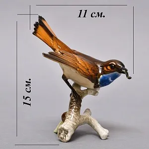 Коллекционная Фарфоровая статуэтка «Птица. Варакушка c добычей», Hutschenreuther Германия.