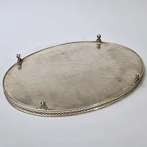 Винтажный Овальный Поднос с бортиком, Silverplated, SHEFFIELD Англия.