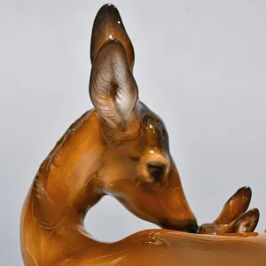 Коллекционная Фарфоровая статуэтка «Олениха и олененок », ROSENTHAL Германия, середина ХХ века. 