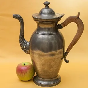 Антикварный Классический Большой Оловянный Кофейник на 3 литра. Бельгия,  ХIХ век.