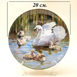 Коллекционная Тарелка «Гордые Лебеди» серия «Птицы у воды», Фарфор, Швейцария -1995г.