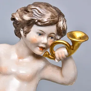 Редкая Фарфоровая Статуэтка «Путти - ПОЧТАЛЬОН», Scheibe - Alsbach, Германия середина ХХ века.