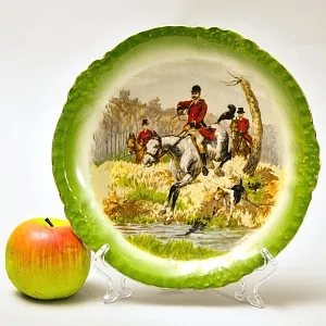 Антикварная Коллекционная Тарелка - Блюдо «ОХОТА НА ЛИС», Фарфор Limoges, Франция начало ХХ века.