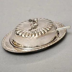 Сервировочная Икорница со стеклянной вставкой, Silverplate, YEOMAN OF ENGLAND COMPANY Англия.