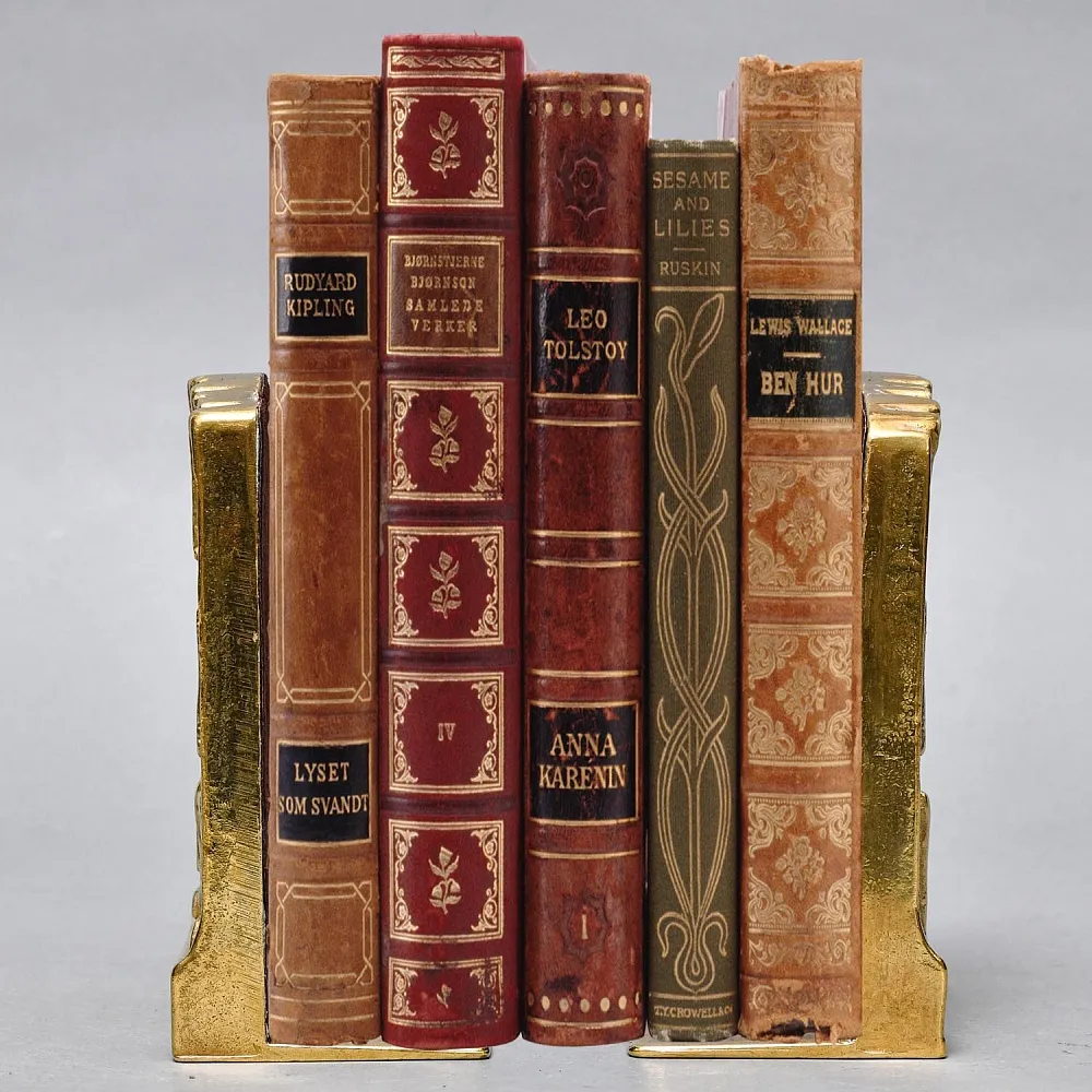 Букенды - Держатели - Ограничители - Подставка для книг «Книжная библитотека», Латунь, Германия.