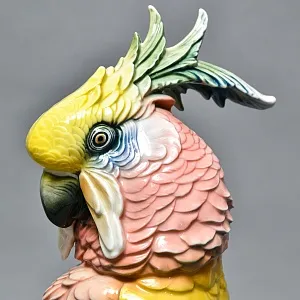 Большая Фарфоровая Статуэтка «Птица. Желто - Розовый Какаду» Н -36 см., Karl Ens Германия, 50-е годы.