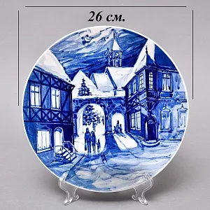 Коллекционная Настенная Тарелка - Блюдо «Рождественский пейзаж»,Фарфор MEISSEN Германия - 1975 год. 