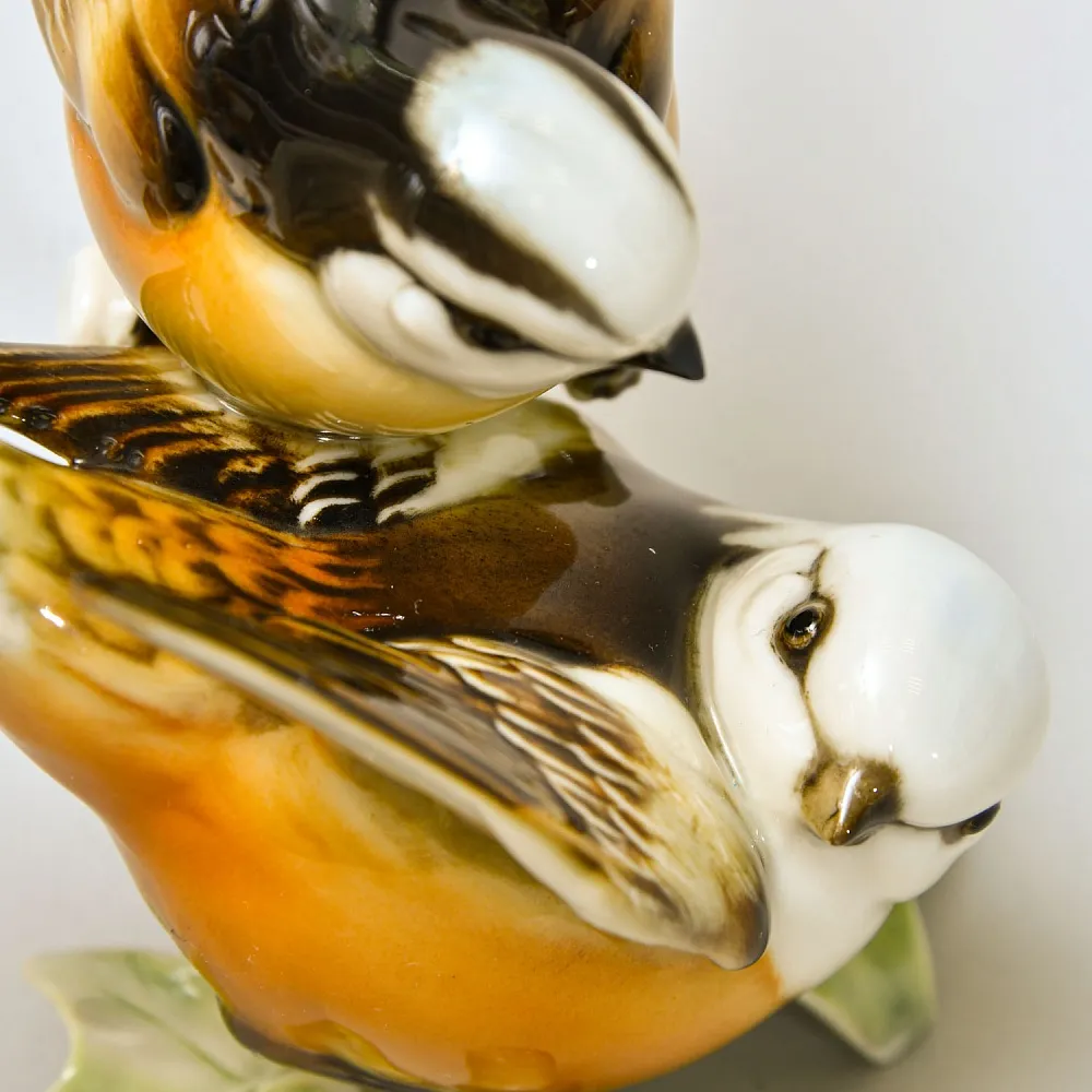 Винтажная Фарфоровая статуэтка «Птицы - Длиннохвостые Синицы», Hutschenreuther, Германия.