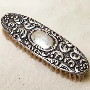 Антикварный Дамский набор для туалетного столика - 4 предмета, Серебро, Англия - начало ХХ века. 