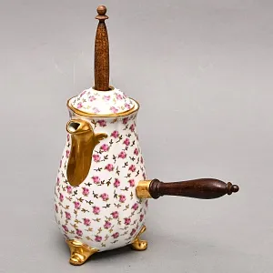 Фарфоровый Кувшин - Чайник для подачи горячего шоколада «РОЗЫ» с лопаткой, Limoges Франция.