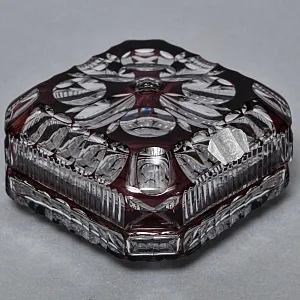 Хрустальная Шкатулка - Конфетница - Орешница, VAL SAINT LAMBERT Бельгия середина ХХ века.