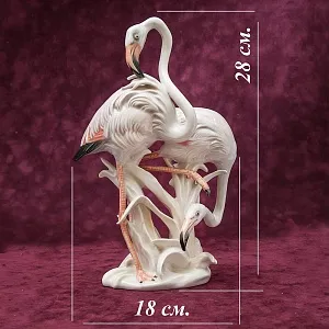 Птицы - Фарфоровая статуэтка «ПАРА ФЛАМИНГО», Карл Энс / Karl Ens,  Германия, 50-е годы ХХ века.