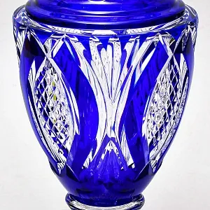 Редкость! Ваза на ноге Синего Цвета, Хрусталь VAL SAINT LAMBERT Бельгия 60гг.