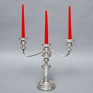Старинный Канделябр - Подсвечник на Три Свечи, Silverplated SHEFFIELD Англия, начало ХХ века.