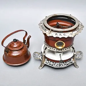 Редкость! Старинная Керосиновая Горелка - Плитка - Керогаз с Чайником, GEORG HALLER Германия -30 гг.