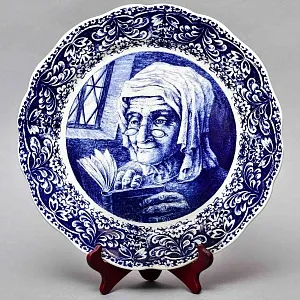 Декоративная Фарфоровая Тарелка - Блюдо «Морячка у окна. Ожидание», DELFTs - Royal Boch Бельгия.