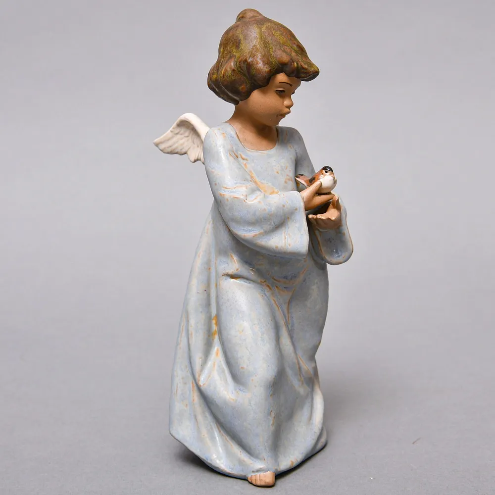 Коллекционная Фарфоровая статуэтка «Ангел с птицей» серия Грес, Lladro Испания.