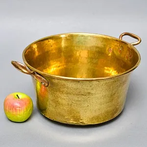 Старинный Латунный Таз для варки варенья на 9-ть литров, Франция - середина ХХ века. 