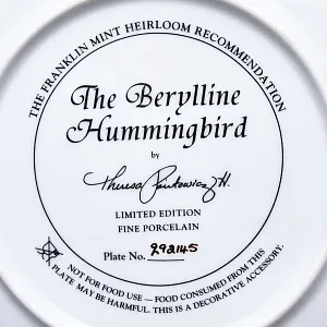 Коллекционная Фарфоровая тарелка «Беррилиновый колибри», FRANKLIN MINT США, 80-е годы ХХ века.