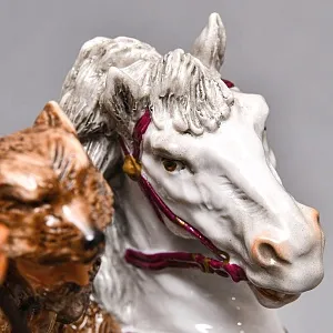 Антикварная Фарфоровая статуэтка «ОХОТА НА БЫКА», Scheibe-Alsbach Германия, первая половина ХХ века. 