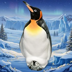 Большая Фарфоровая статуэтка Птицы - «ПИНГВИН С ПИНГВИНЕНКОМ», Hutschenreuther Германия.