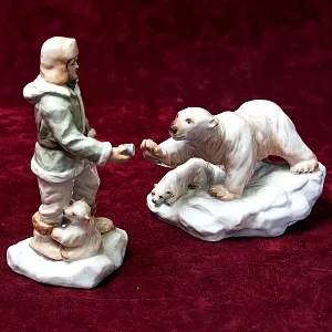 «Полярники» - Авторская Коллекционная Парная Фарфоровая Статуэтка, Дулёво Россия.