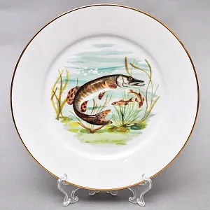 Столовый «Рыбный» Сервиз на 6 персон, Фарфор Limoges / Лимож Франция, конец ХХ века.