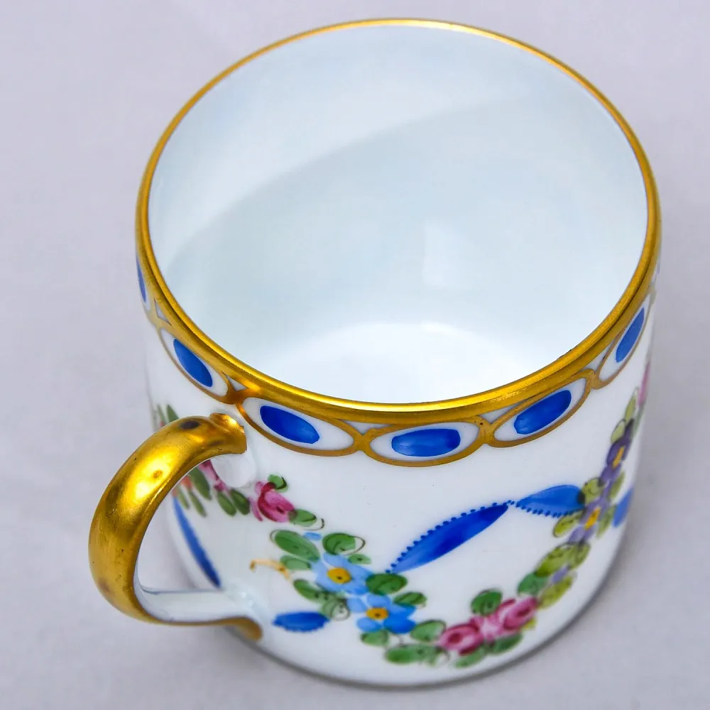 Коллекционная Кофейная Пара «Цветочная гирлянда», Фарфор Лимож / Limoges Франция.