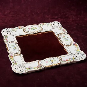 Настенное Фарфоровое Зеркало 37,5 см. х 36 см. LINDNER Kups Bavaria, Германия 60гг.