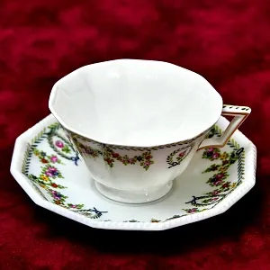 Редкая!!! Коллекционная Кофейная пара «Цветочный орнамент», фарфор Nymphenburg, Германия.