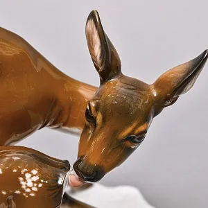 Редкая! Большая Фарфоровая статуэтка «Олениха с олененком», ROSENTHAL Германия, 70 гг.  