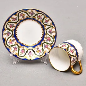 Коллекционная Кофейная пара «Цветочный калейдоскоп», Фарфор Raynaud & C., Limoges Франция.
