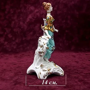 Фарфоровая Статуэтка - Подсвечник на одну Свечу «Девушка в золотом» SANDIZELL Германия.