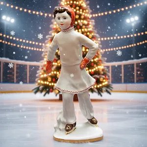 Фарфоровая Статуэтка «На катке», ЛФЗ СССР -1950-60 годы ХХ века.