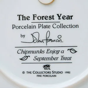  Коллекционная Тарелка «Лесной Год, СЕНТЯБРЬ. Бурундуки» Фарфор, Англия -1982 год.