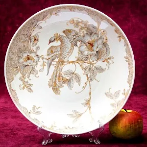 Коллекционная Авторская  Тарелка - Блюдо «Райская Птица» Фарфор KAISER Германия.