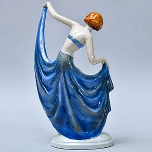 Коллекционная Фарфоровая Статуэтка «Танцовщица в синем», GEROLD Porzellan Германия - 1979 год.