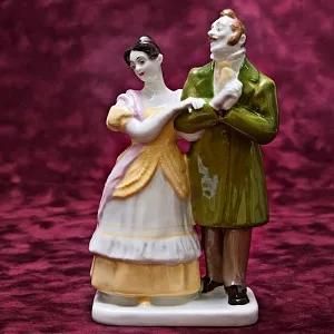 Авторская Фарфоровая статуэтка «Гоголевские персонажи. Маниловы», ЛФЗ СССР, 50-60 гг. 