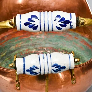 Классический Медный Зольник с Фарфоровыми ручками, Англия первая половина ХХ века!