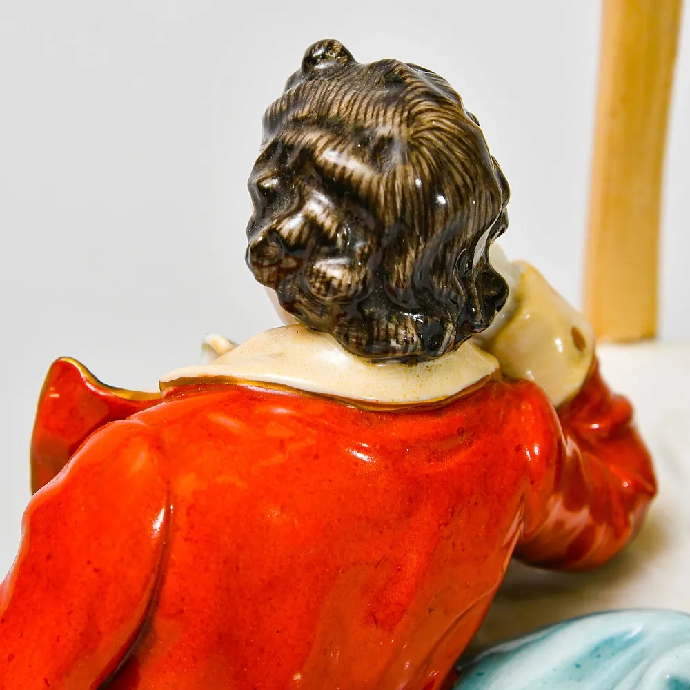 Антикварная Статуэтка «Арфистка и Кавалер - Репетиция», фарфор Scheibe - Alsbach, Германия.