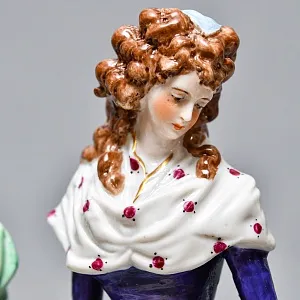 Антикварная Статуэтка «Неожиданное Угощение», Фарфор, Dressel & Kister Passau Германия, 1907 - 1922 гг. 