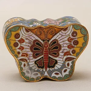 Винтажная Шкатулка - Бонбоньерка «БАБОЧКА» в технике «Клуазоне», Китай 50-е годы ХХ века. 