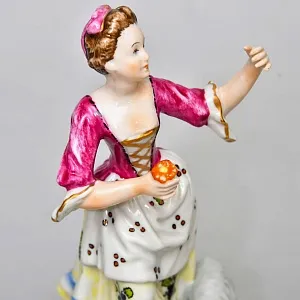 Коллекционные Парные Фарфоровые статуэтки «Пастух и Пастушка. Игра на волынке», Karl Klette Германия.