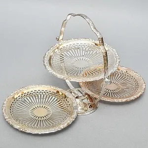 Металлическая Конфетница - Фруктовница «Этажерка» Silverplate, Sheffield Англия, 60-е гг.