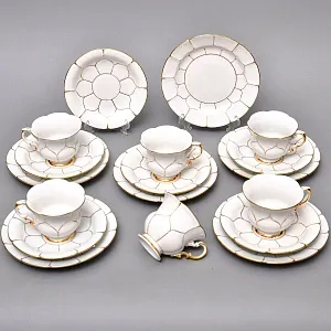 Чайный Набор на 6-ть персон «Белое Золото», Фарфор MEISSEN, Германия - 70-е годы ХХ века.