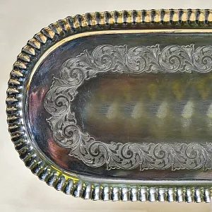 Винтажный Металлический Поднос овальной формы, Silverplated, SHEFFIELD Англия, начало ХХ века.