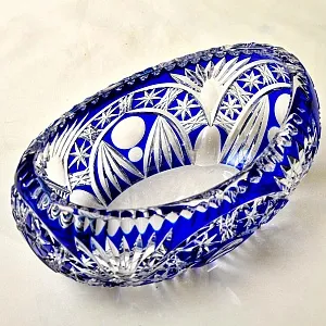 Большая Винтажная Ваза - Конфетница «Ладья» Цветной Хрусталь, JOSKA BODENMAIS Германия -60 гг.