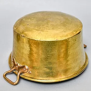 Старинный Латунный Таз для варки варенья на 9-ть литров, Франция - середина ХХ века. 